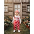 thumbnail image 6 of BemeyourBBs Newborn Baby Boy My First Valentines Day Outfit Romper Heart Suspender Pants and Cap 3 Pcs Set Cute Infant Spring Clothes, 6 of 9