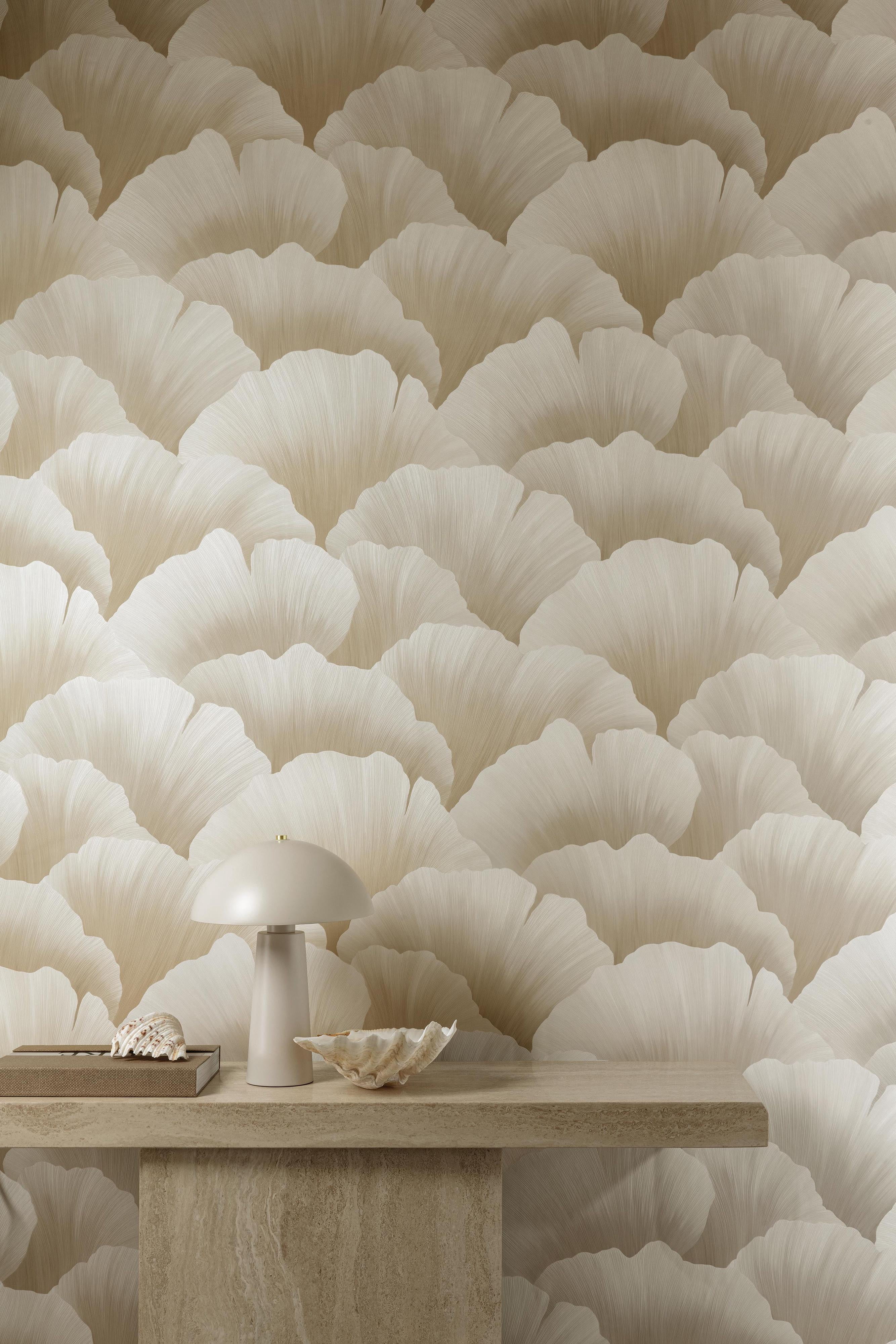 Taupe Coral Like Petals Bold Floral Printed Non Woven Non-Pasted Textured Wallpaper 57 Sq. Ft.