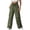 Army Green, variant on Women's Drawstring Elastic Waist Wide Leg Cargo Pants,Loose Fit Utility Trousers with Dual Layer Side Patch Pockets for Streetwear