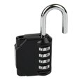 thumbnail image 1 of Jiuj - Candado de seguridad de 4 dígitos, resistente a la intemperie, con combinación para taquilla, maleta, garaje, portón, escuela (aleación de zinc, negro), 1 of 5