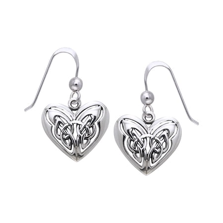 Jewelry Trends Celtic Eternal Love Heart Knot Sterling Silver Dangle Earrings