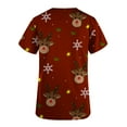 thumbnail image 5 of Camisas Navideñas Para Mujer Moda de Manga Corta Con Cuello en V Tops Uniforme de Trabajo Estampado de Navidad Con Bolsillo Blusa Tops Odeerbi  ODB202650, 5 of 5