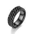 thumbnail image 5 of Double Chain Band Men's Stainless Steel Gold Black Polished Spinner Ring Sz 6-12, 5 of 9
