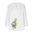 thumbnail image 4 of AnuYalue Women's Cotton Linen 3/4 Sleeve T-Shirts Alzheimer's Awareness Day V Neck Tunic Tops Cute Purple Floral Graphic Blouse Three Quarter Length Shirts Trendy T-Shirt V Neck Lightweight Tees, 4 of 4