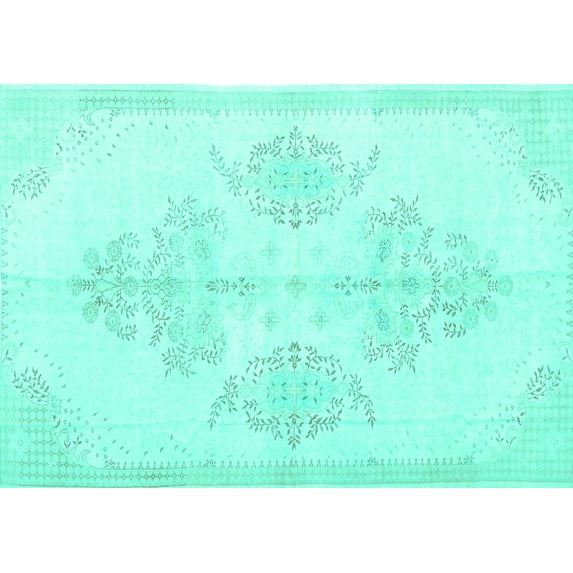 Ahgly Company Indoor Rectangle Persian Turquoise Blue Traditional Area Rugs, 6' x 9'