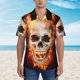 thumbnail image 2 of Fotbe Satanic Skull Camisa Hawaiana para Hombre Unisex – Camisa Casual de Verano con Botones de Manga Corta de Algodón y Lino,Medium, 2 of 7
