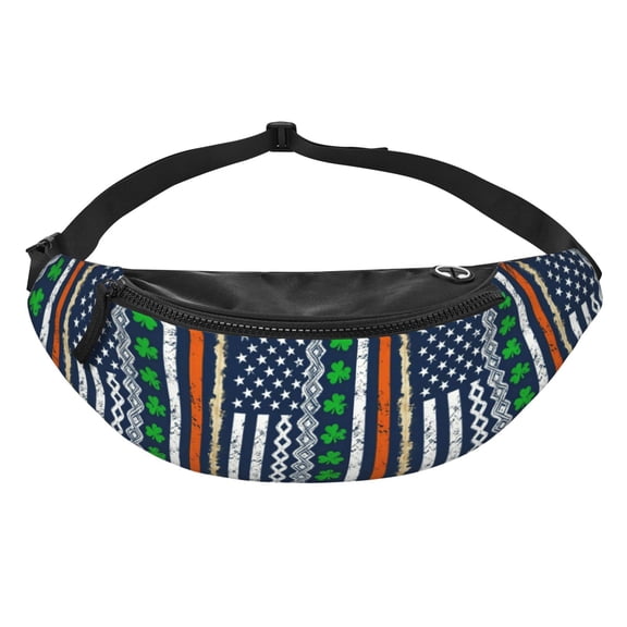 Women Men Irish America Flag Shamrock Crossbody Fanny Waist Bag Pack Belt Bag for Travel Hiking