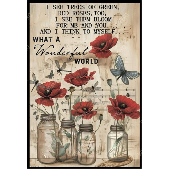 Metal What A Wonderful World Funny Vintage Tin Sign - Aluminum Retro Wall Decor for Home, Office, Farmhouse, Yard, Garden, Shop, Cafe - Indoor Outdoor - 812 Inches