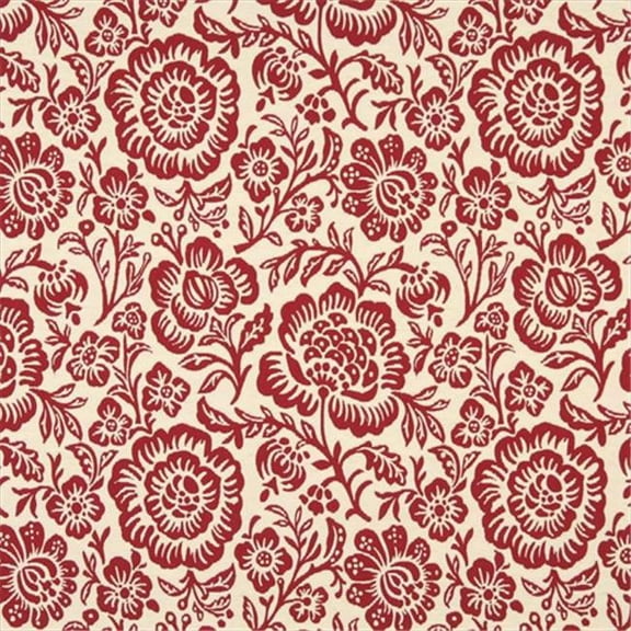 Designer Fabrics F408 54 in. Wide Red And Beige Floral Matelasse Reversible Upholstery Fabric