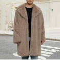 thumbnail image 4 of YLSDY Mens Faux Fur Coat Winter Long Fleece Jacket Luxury Fluffy Lapel Long Sleeve Parka Overcoat Warm Open Front Cardigan Outwear Khaki M, 4 of 9