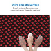 Rateoe Sexy Red Lips Kiss Print Mouse Pad - Extended Large Gaming Mousepad,Non-Slip Stitched Edge,16x29.5 Inch