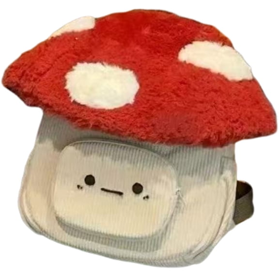vlrwzc Cute Cartoon Mushroom Plush Purse Backpack Winter Kawaii Mushroom Crossbody Shoulder Bag for Change Keys Phone for Women