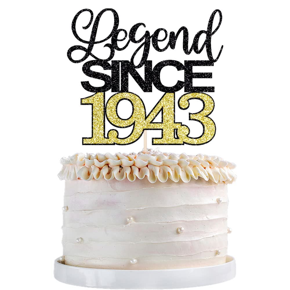 Qertesl Legend since 1943 cake topper,80th Birthday Cake Decoration，Hello  80, Funny 80 and Fabulous Decoration，80th Wedding Anniversary/Boys & Girls  Birthday Party Decoration Supplies 