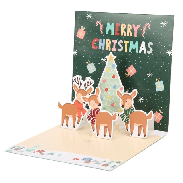Greeting Card, Hot Silver Process Three Dimensional Structure 3D Christmas Cards With Envelope Sticker For Gift For Decoration D Style,E Style,F Style