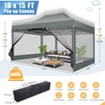 thumbnail image 4 of COBIZI 10x15 Heavy Duty Pop up Canopy with Mosquito Net,Instant Outdoor Shelter Large Canopy Tent for Outside,Gazebo with Mesh Sidewalls for Party,Backyard,Camping,Gray, 4 of 9