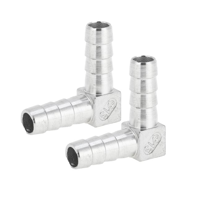 Conectores de Manguera de Acero Inoxidable 304 de Bargains Únicos 33/64" Conector de 90 Grados para Aire Agua Aceite Gas Combustible 2 Pcs Tono Plateado
