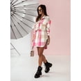 thumbnail image 5 of Women's Fashion Long Sleeve Color Plaid Brushed Woolen Long Coat, 5 of 10