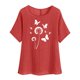 thumbnail image 5 of Vestidos Casuales Para Mujer, Blusas De Mujer De Moda Camisetas estampadas de moda para mujer, blusas casuales de lino holgadas de manga corta con cuello redondo y raglán, 5 of 7
