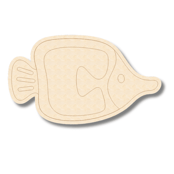 Unfinished Wood Etched Tang Fish Shape | Paint By Line Crafts | up to 30" DIY 30" / 1/4"
