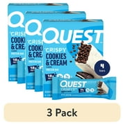 (3 pack) Quest Crispy Protein Bar, Cookies & Cream Flavor, Protein Rich, Low Sugar, 4 Count