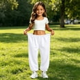 thumbnail image 2 of XINXIAOO Unisex Boys Girls Sweatpants Classic Fit Elastic Waist Wide Leg Pants with Pockets Girls Athletic Pants White Pants Kids Spring Fall Pants 10-11 Years, 2 of 7