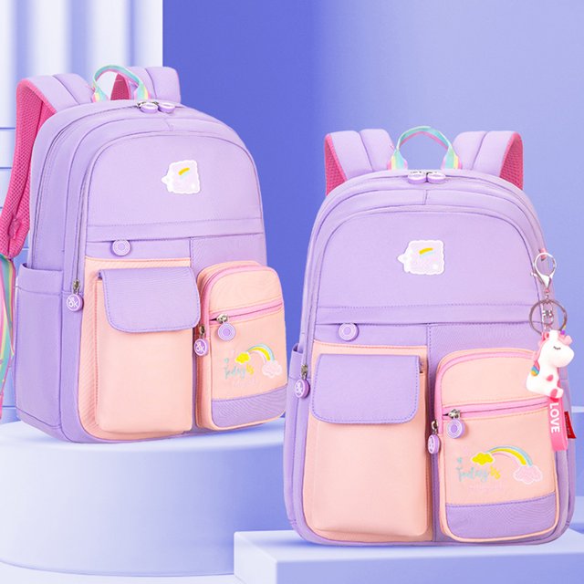 Estudiante Niños Bookbag Cute Hit Color Mochila Casual Packaging (Púrpura)
