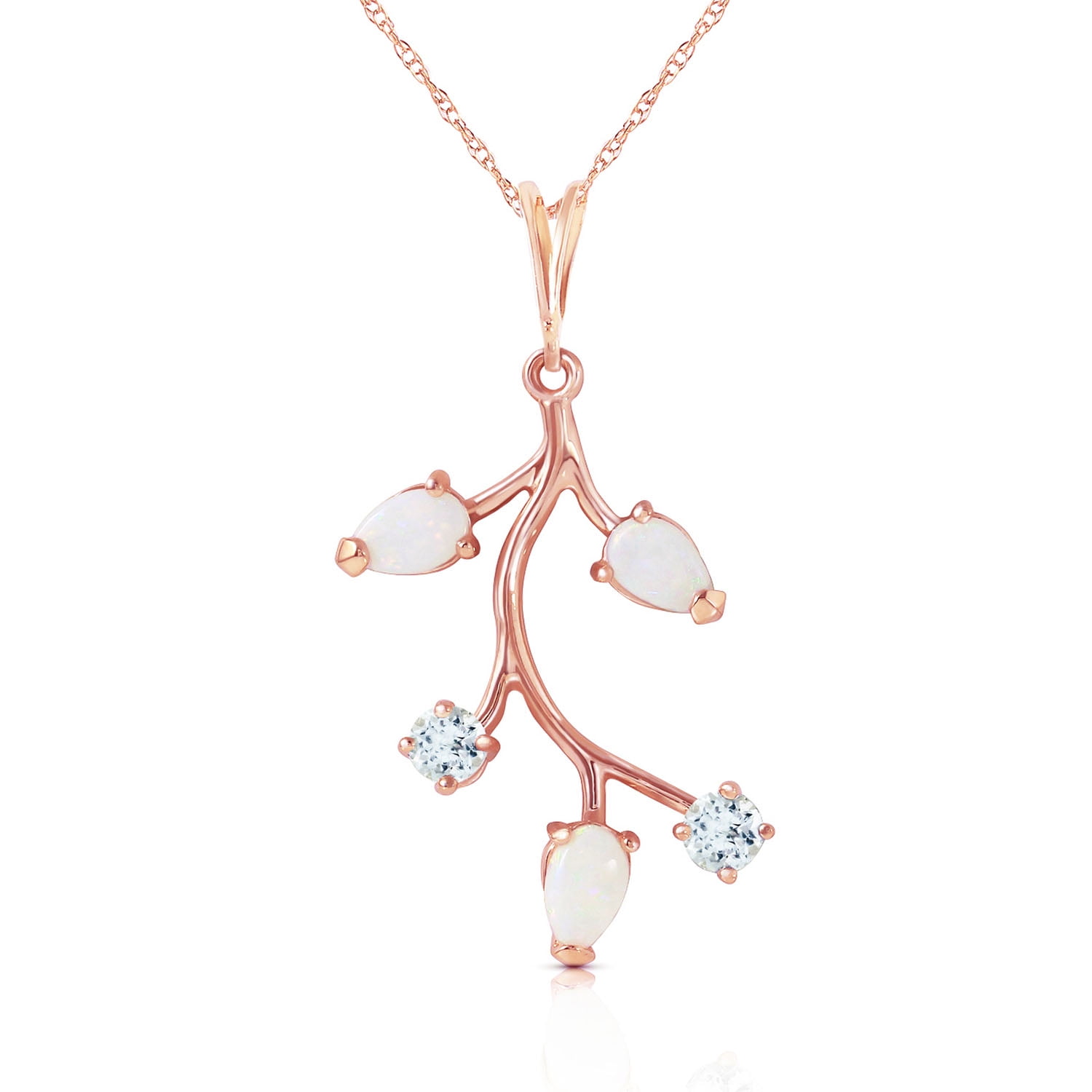 Galaxy Gold 14K Solid Gold 0.60 Carat Natural Aquamarine Necklace for Women - Rose Gold Fine Jewelry