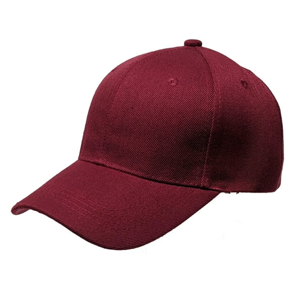 Burgundy Curved Visor Blank Baseball Cap Adjustable Size Unisex