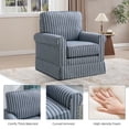 thumbnail image 5 of Ebello 30" Swivel Accent Chair, Wide Bohemian Cotton Blend Vertical Arm Accent Chairs for Adults, Blue, 5 of 9