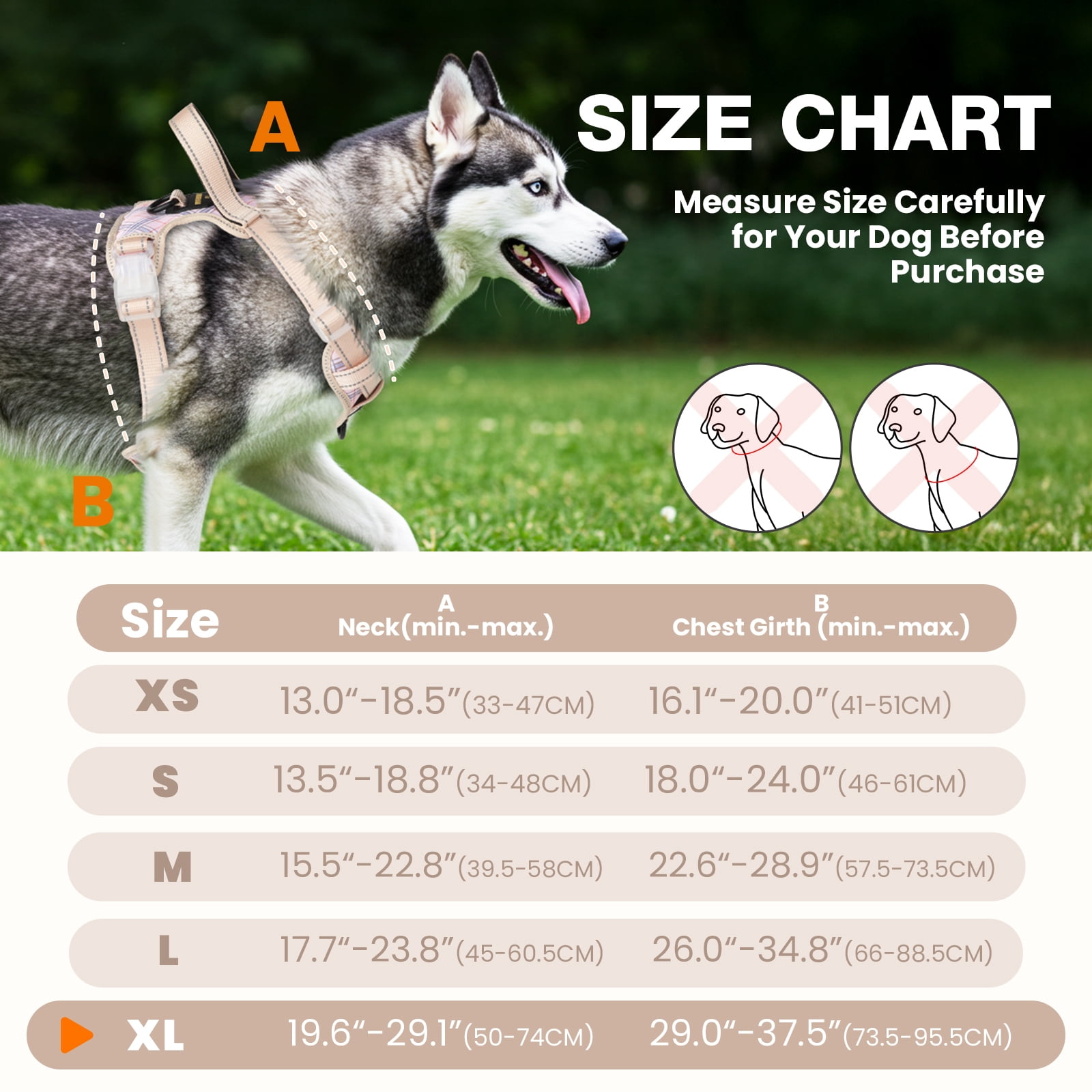 MASBRILL No Pull Dog Harness Reflective Dog Vest Harness with Handle , Breathable Padded Dog Chest Harness Adjustable for Large Dog,New Striped-Beige