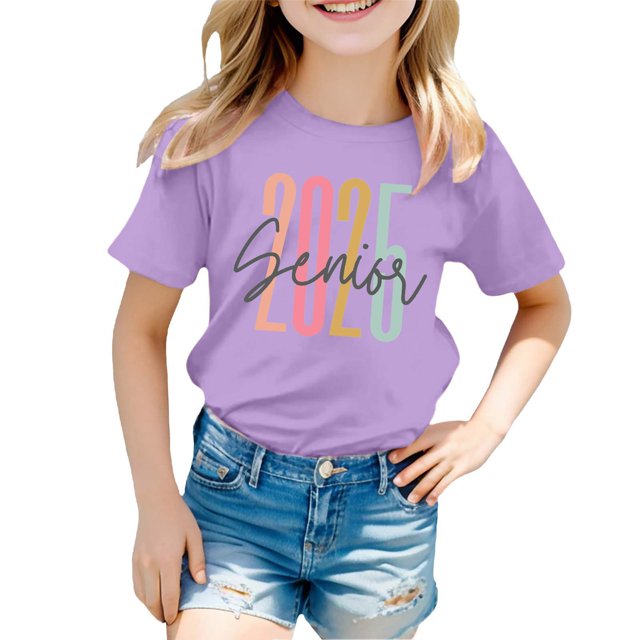 Chemises à Manches Longues pour Filles 24 Mois Mode Garçon et Fille Décontracté Imprimé Col Rond T-Shirt Ample à Manches Courtes