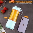 thumbnail image 5 of Licuadora portátil azul claro, recargable por USB, miniexprimidor de 380 ml para batidos, jugos, batidos de proteínas y leche, 5 of 5