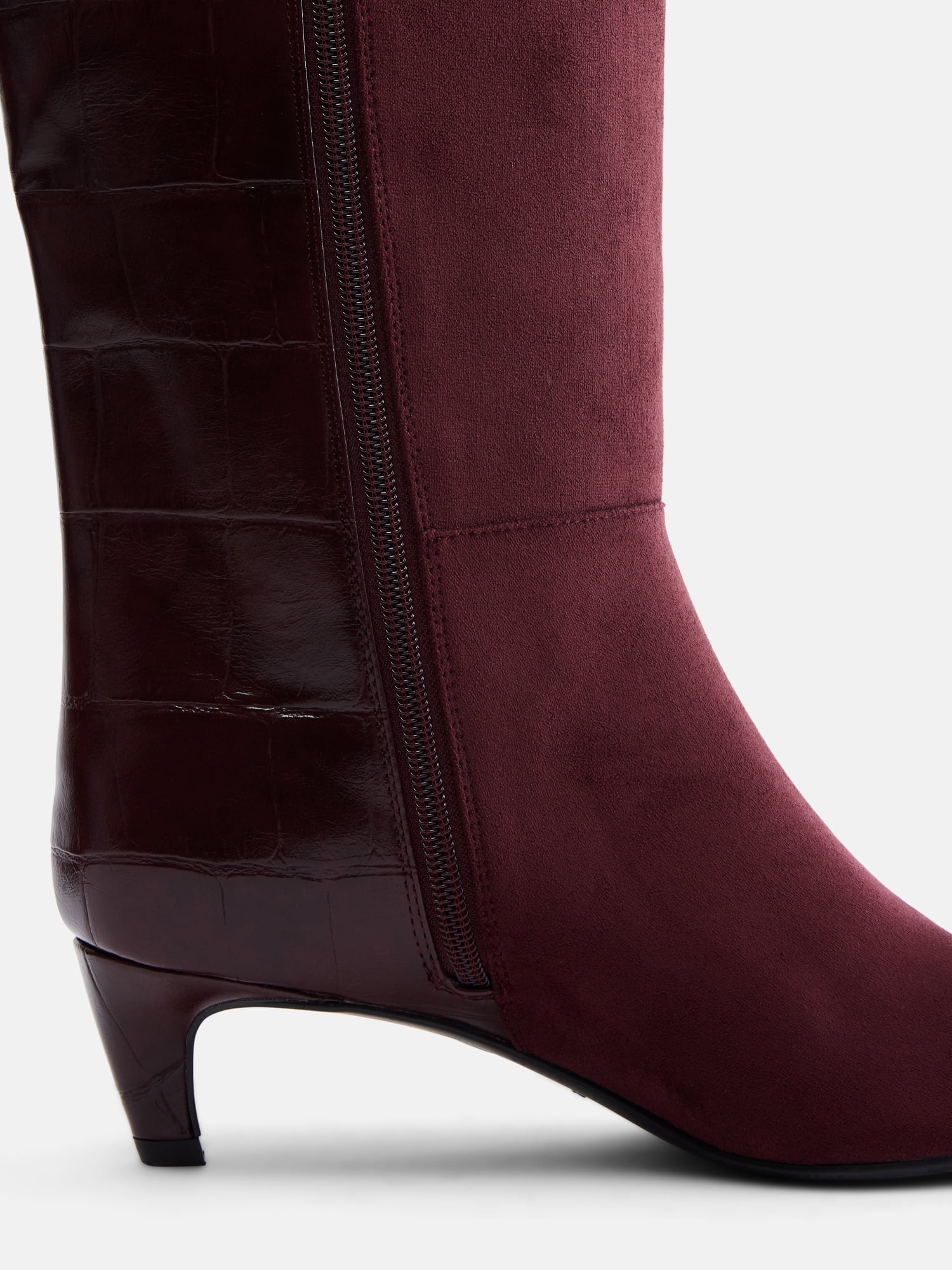 Scoop Women’s Two Tone Kitten Heel Knee High Boots, Wide Width Available