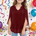 thumbnail image 2 of Toddler Girls Sparkling Top With Threads Mesh Layered Design Summer Long Sleeve Shirt Casual Blouse Clothes, 2 of 4