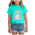 thumbnail image 4 of enyan Toddler Halloween Shirts Ghost Pumpkin Tshirts Kids Boys Girls Fall Spooky Season Short Sleeve Tee Tops (Mint Green,4-5 Years), 4 of 5