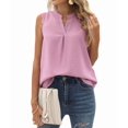 thumbnail image 2 of Women'S Summer Casual Sleeveless V Neck Lace Trim Tank Tops Loose Blouse Tees Pink S, 2 of 9