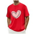 thumbnail image 1 of Tops para hombre, blusas y camisas de cuello redondo y manga corta para hombre. Camiseta/camisa informal de cuello redondo y manga corta con estampado de corazones para hombre. Tops de poliéster para, 1 of 5