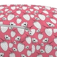 thumbnail image 3 of Strawberry Pouf Cover with Zipper, Sketch Design of Flowers Repetitive Fresh Fruit Summer Time Illustration, Soft Decorative Fabric Unstuffed Case, 30" W X 17.3" L, Pastel Pink White, by Ambesonne, 3 of 5
