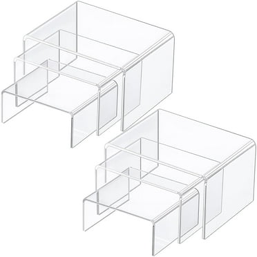 clackibukvyz 6 Pcs Acrylic Display Risers, Clear Rectangular Display Stands for Jewelry Dessert Cupcake Figures