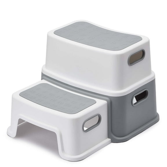 ACSTEP 2-Tier Step Stool, Plastic Step Stool for Bathroom, Anti-Slip Surface Potty Stool for Kids