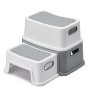 ACSTEP 2-Tier Step Stool, Plastic Step Stool for Bathroom, Anti-Slip Surface Potty Stool for Kids