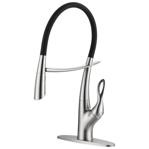 Wowow Single-Handle Magnetic Pull-Out Sprayer Kitchen Faucet in Brushed Nickel