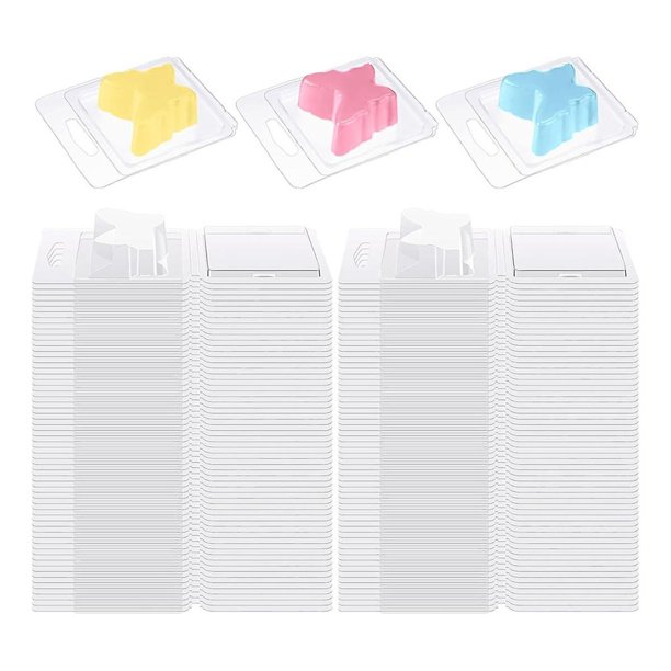 100 Uds cera derretida plástico vacío transparente cera derretida contenedor tipo concha PET cuadrado único 1 Oz para DIY Ma