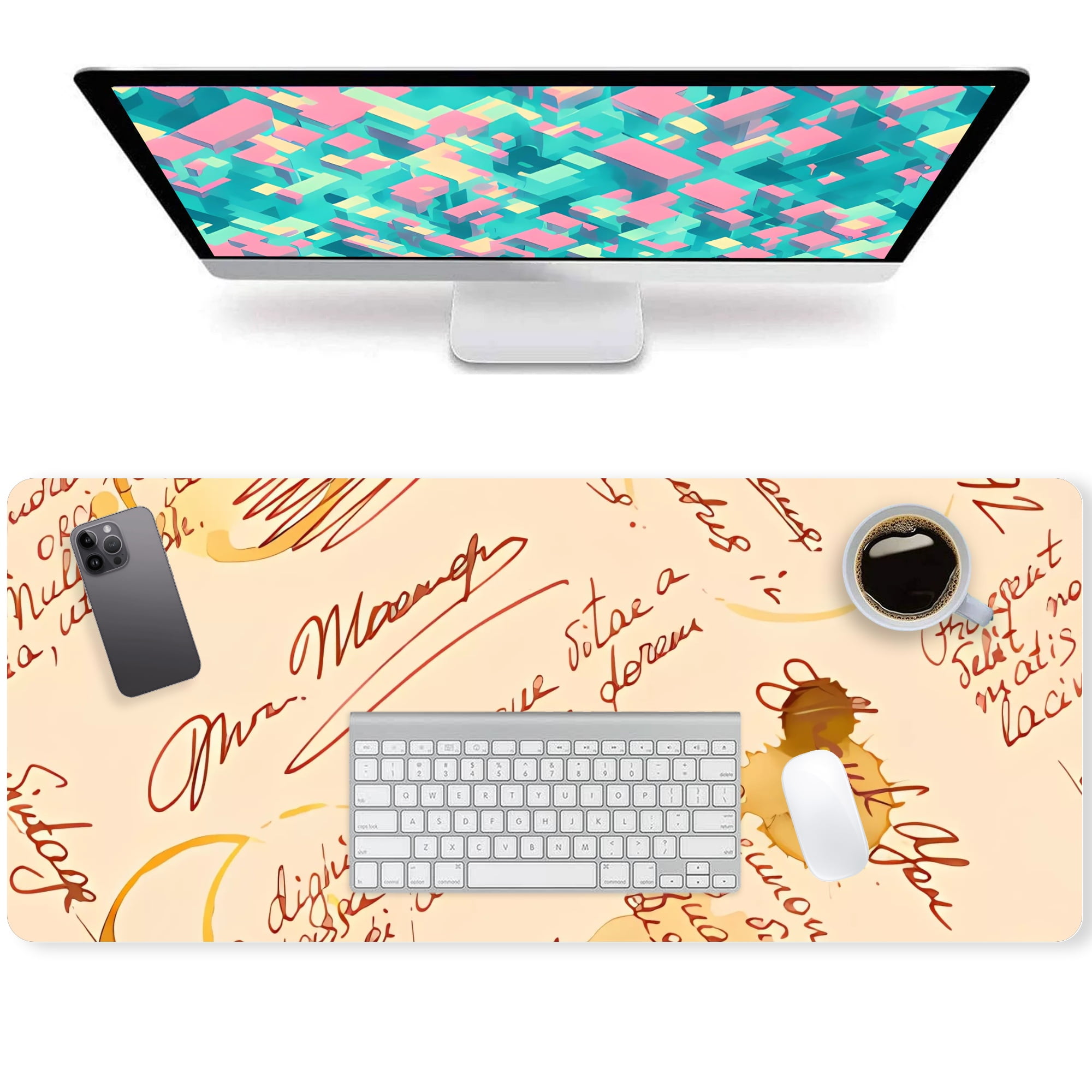 FABOTD Mouse Pad Aesthetic Extra Large Computer Mouse Pads Art Font Non