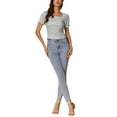thumbnail image 2 of INSPIRAR CHIC Blusa de campesina floral ajustada con smock para mujer en verde XL, 2 of 5