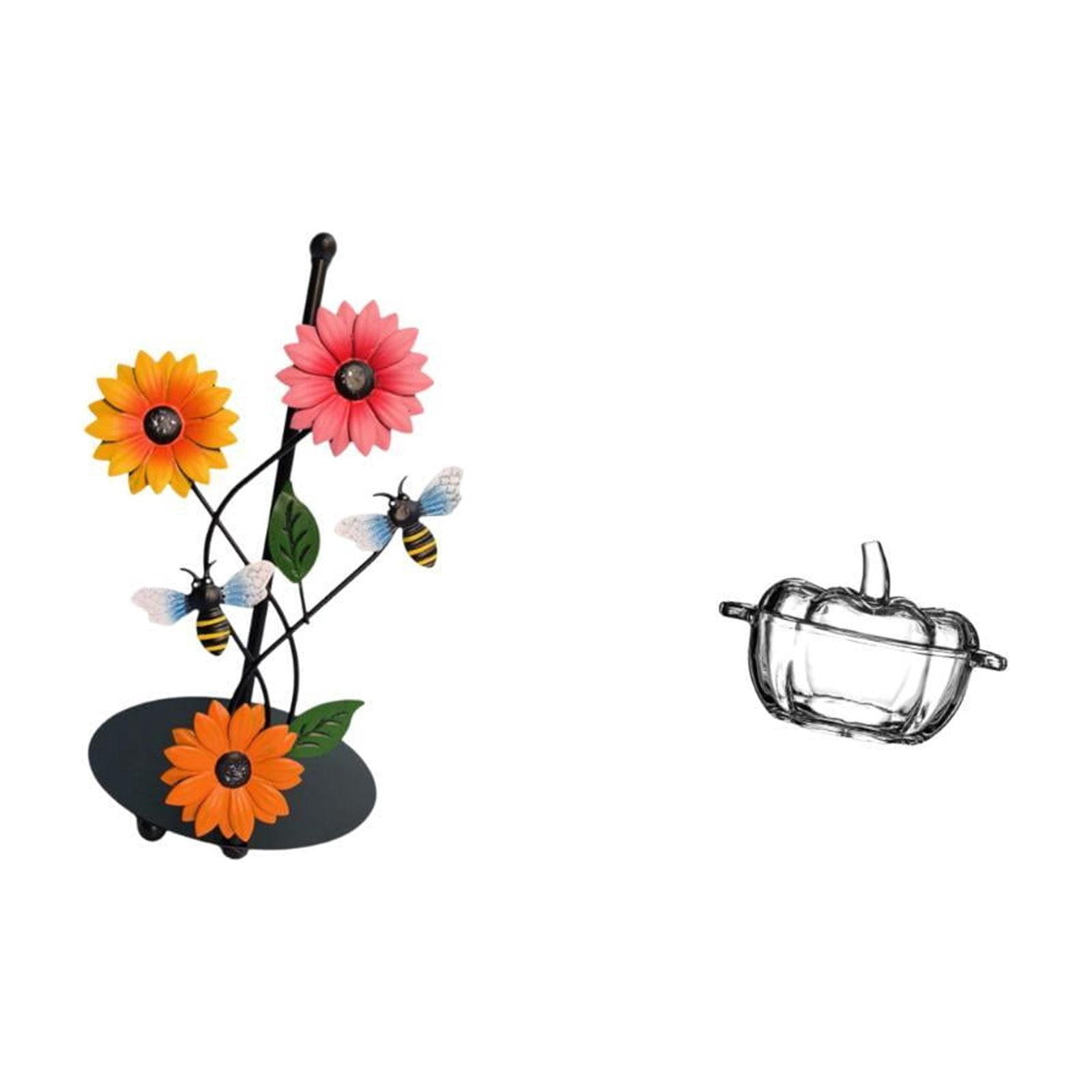 Fiocias Toilet Paper Holder Paper Towel Holder Candy Dish Glass Candy Jar Iron Glass Material Weighted Base Suitable for Room Office Desk Party