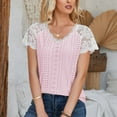 thumbnail image 6 of aidice Summer Tops for Women Casual V Neck Lace Short Sleeve Tshirts Fitting Comfy Tee Shirts Fashion, 6 of 7