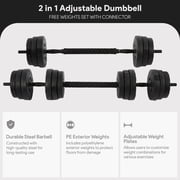 Fitvids 2-in-1 Adjustable Dumbbells, 60 lb Weights With Connector, Black