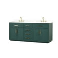 thumbnail image 2 of Holaki 80" Bathroom Vanity with Double Sink, Freestanding Modern Bathroom Vanity with Soft-Close Cabinet and 3 Drawers, Solid Wood Bathroom Storage Cabinet with Quartz Countertop, Green, 2 of 10