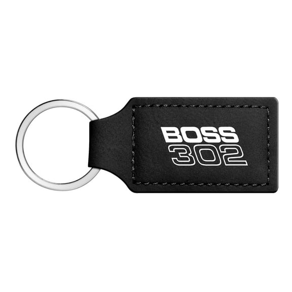 iPick Image for Ford Mustang Boss 302 Rectangular Black Leatherette Key Chain, Official Licensed